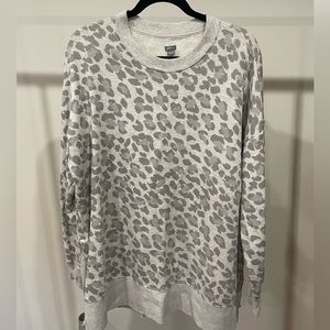 AERIE- grey, leopard print, tunic length sweatshirt, L